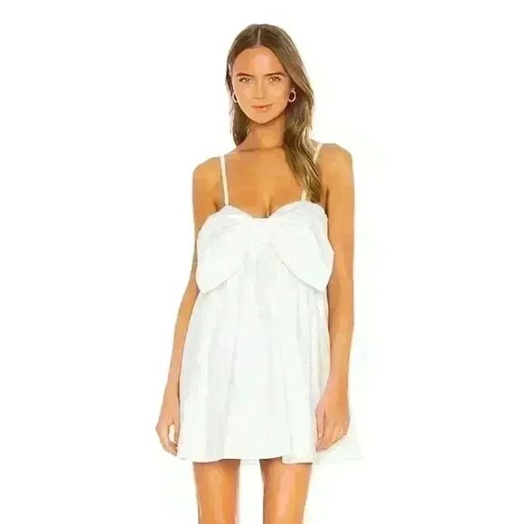 Lovers and Friends Somerset Bow Mini Dress in White - Picture 1 of 7